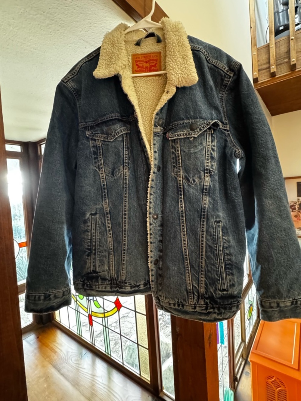 Levi's Blue Denim Jacket with Cream Sherpa Lining